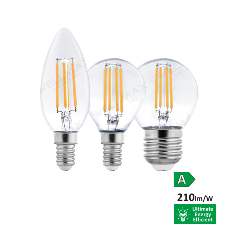 Bombilla LED de filamento de clase A C35/G45/P45