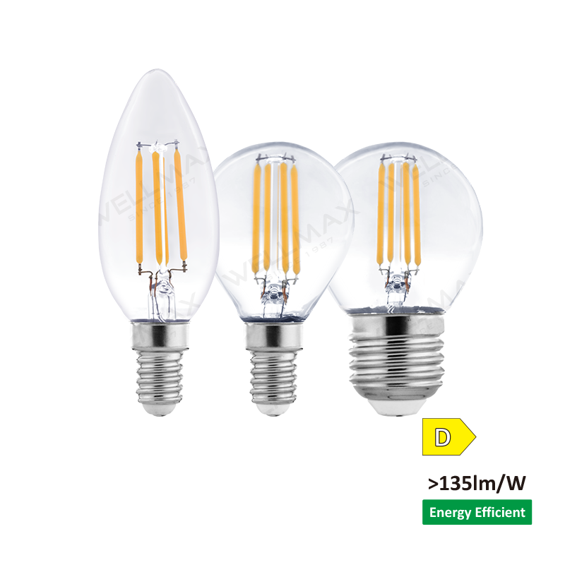Bombilla LED de filamento de clase D C35/G45/P45
