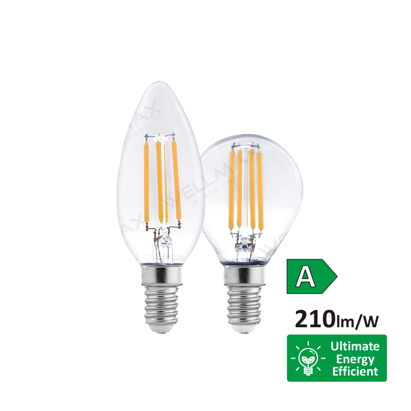 Bombilla LED de filamento de clase A C35/G45/P45