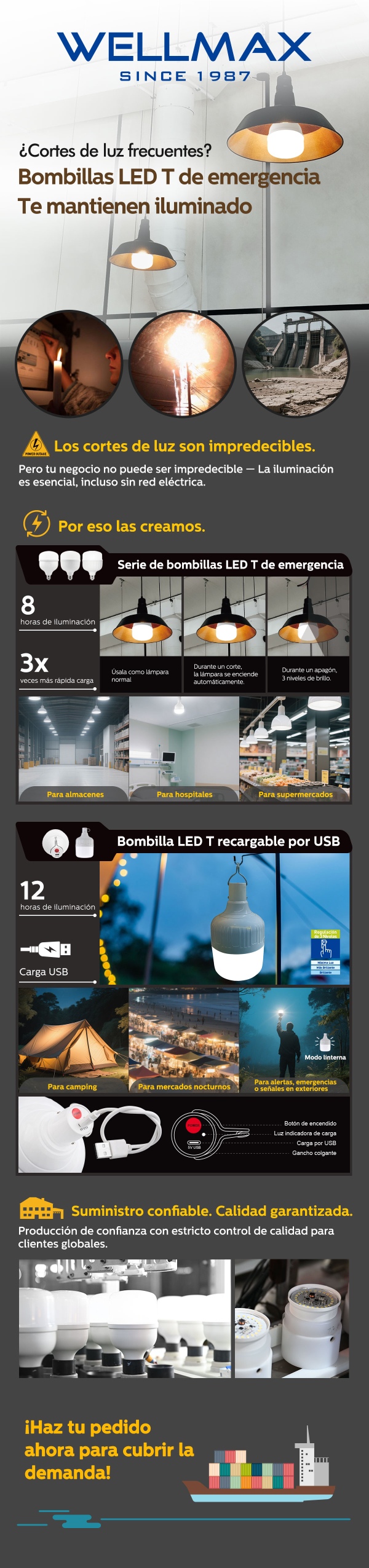 Bombillas LED T de emergencia